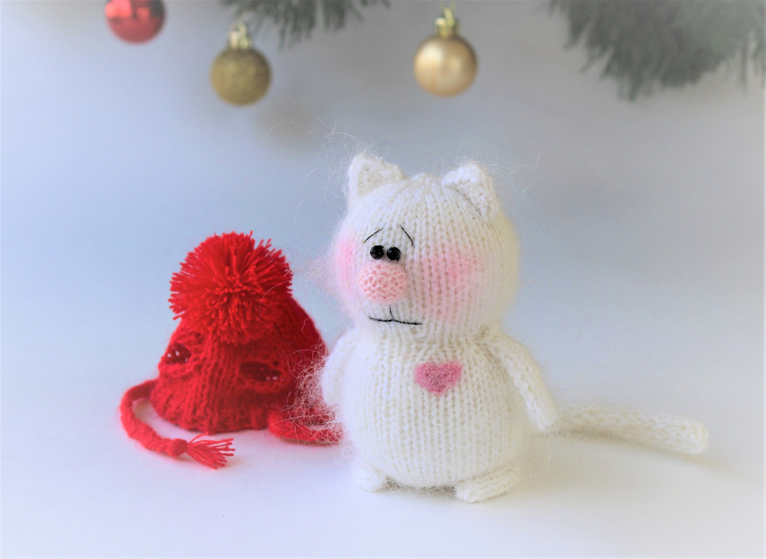 Cat miniature soft toy for christmas mantel as a gift for Etsy