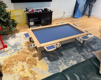 Custom Vaulted Gaming Coffee Table: Magnetic Rails, Removable Top