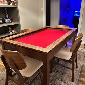 Custom Vaulted Gaming Table: Solid Wood with Magnetic Rails