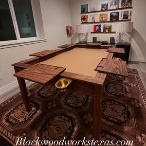 Custom Vaulted Gaming Table: Solid Wood with Magnetic Rails