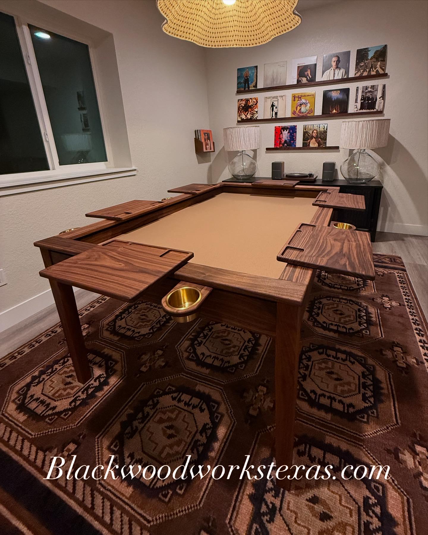 Custom Vaulted Gaming Table: Solid Wood with Magnetic Rails