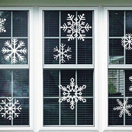 Snowflakes Window Decal Set Removable Window Stickers for Etsy