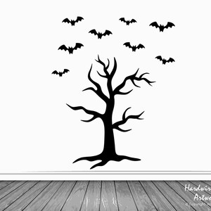 Halloween Tree Wall Decal LARGE - Removable Sticker - Spooky Tree And Bats Perfect for Halloween!