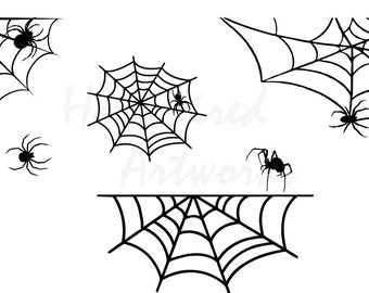 Spiderwebs Wall Decal - Creepy Spiders, Cobwebs For Halloween Decoration - Spooky Decor - Deadly Spiders Wall Stickers - Halloween Wallpaper