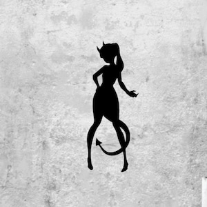 Devil Girl Demon Decal - Customize Size and Color! - Fallen Angel Silhouette Wall, Laptop, Notebook Decal - Gothic, Cute Demon Girl