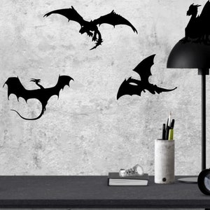 9 Dragon Set Wall Decals - Color Personalized, 4 Sizes Available! - Flying Dragons Medieval Wall Stickers