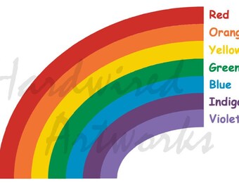 Rainbow Wall Decal - Colore etichettato per i bambini - Luminoso vinyl Wall adesivo per bambini Camere e Asili