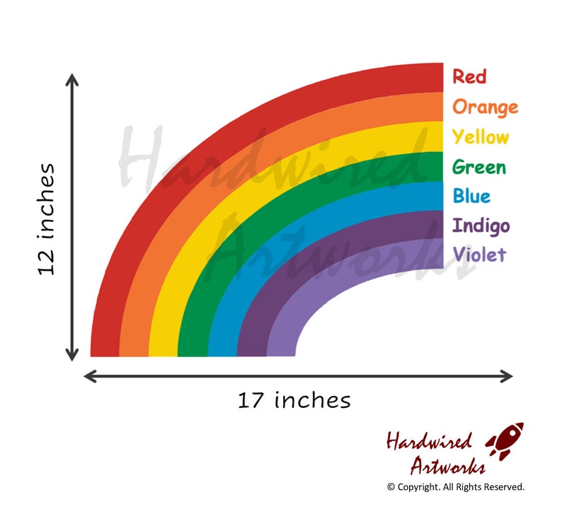 Rainbow Wall Decal Color Labeled for Kids Bright Vinyl Etsy