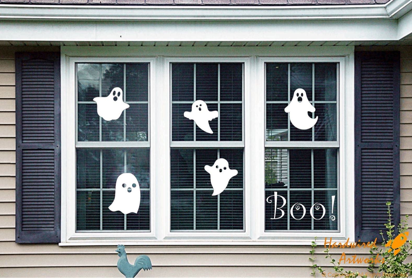 Halloween Ghost Window Decals for Birds stikes,suncatcher Sticker for  Windows,Window clings for Glass Windows.12pcs (Ghost)