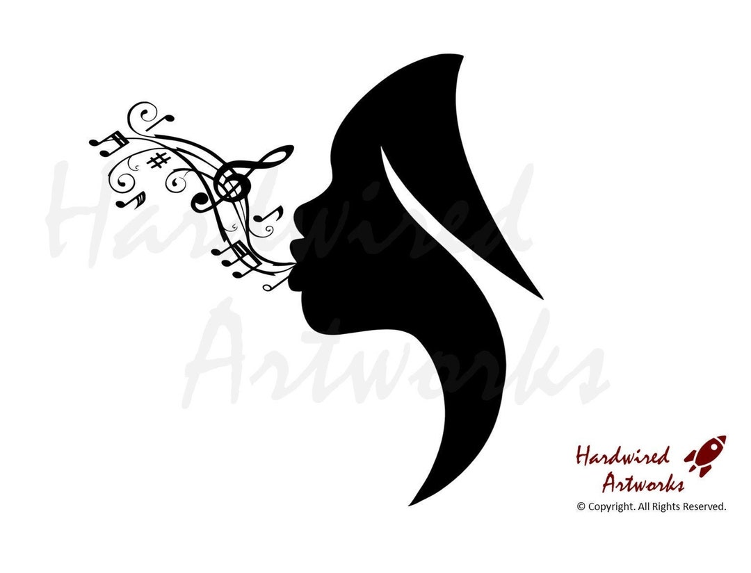 Choir Girl Wall Decal Large Music Wall Sticker Singing Black Silhouette