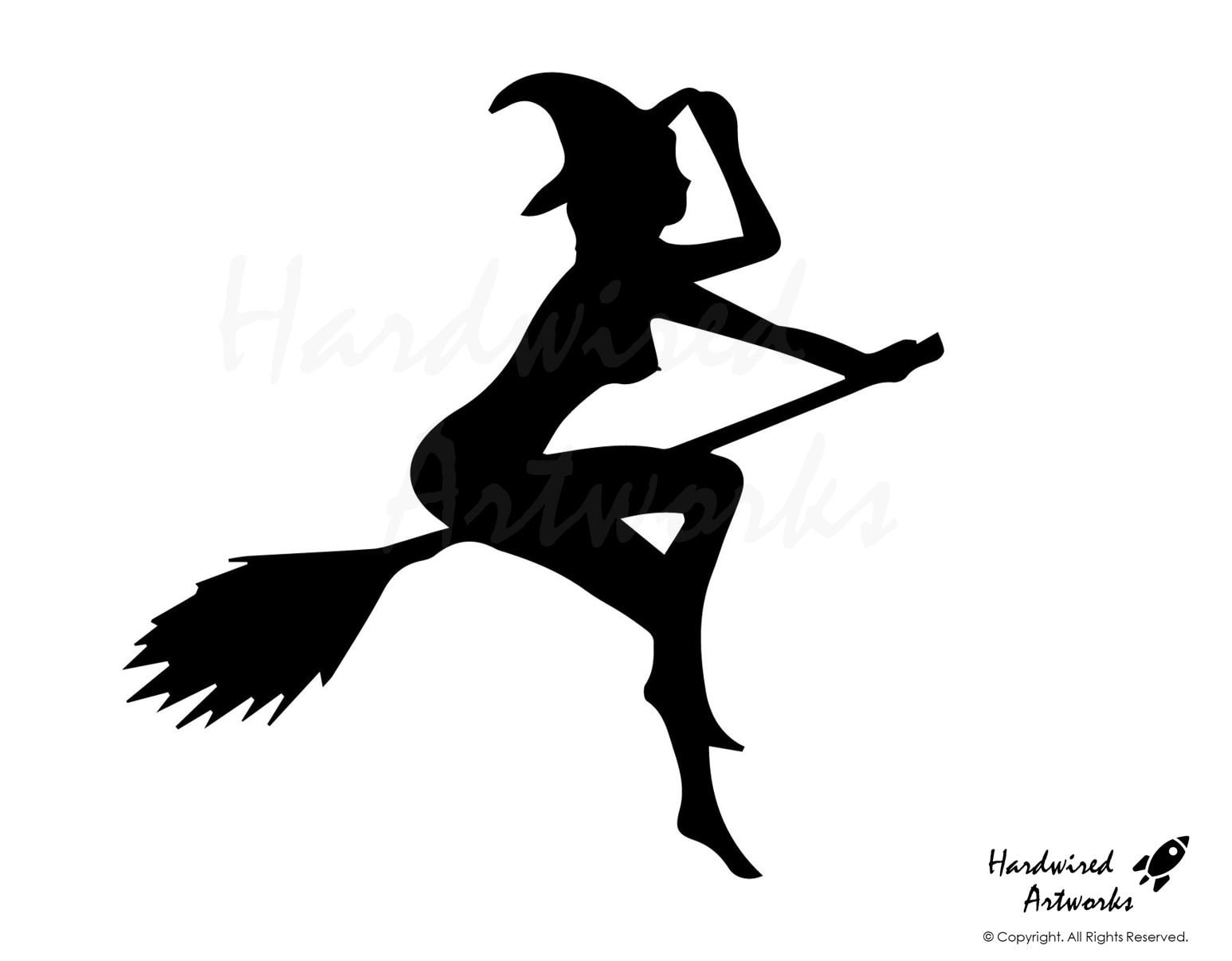 Naked Witch Wall Decal Sexy Witch on Broomstick Sticker