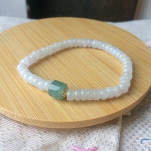 Dainty Grade A Burmese Icy Jadeite Jade Beaded Bracelet, Grade A Burma