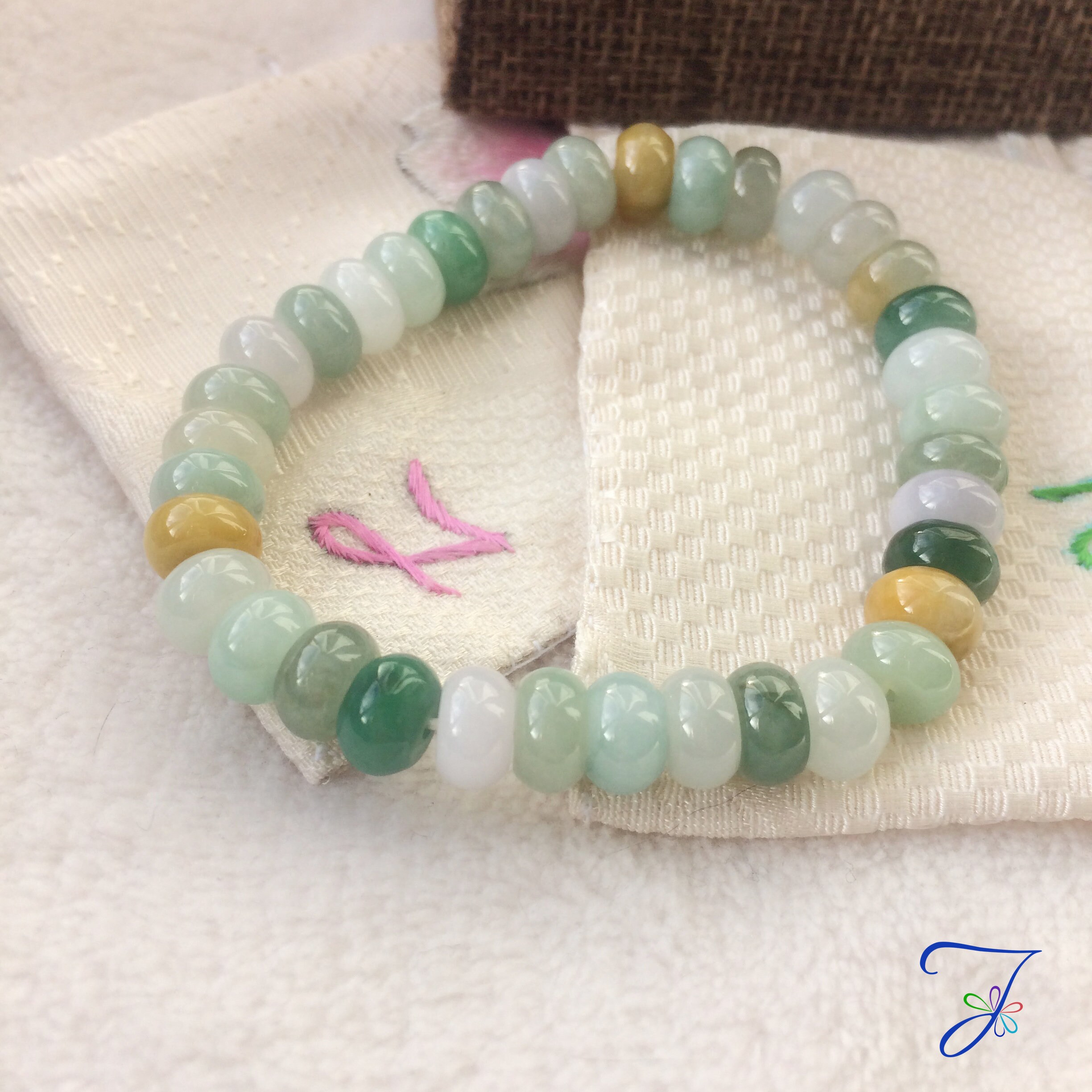 Certified Natural Burma Multicolored Jadeite Rondelle Beads
