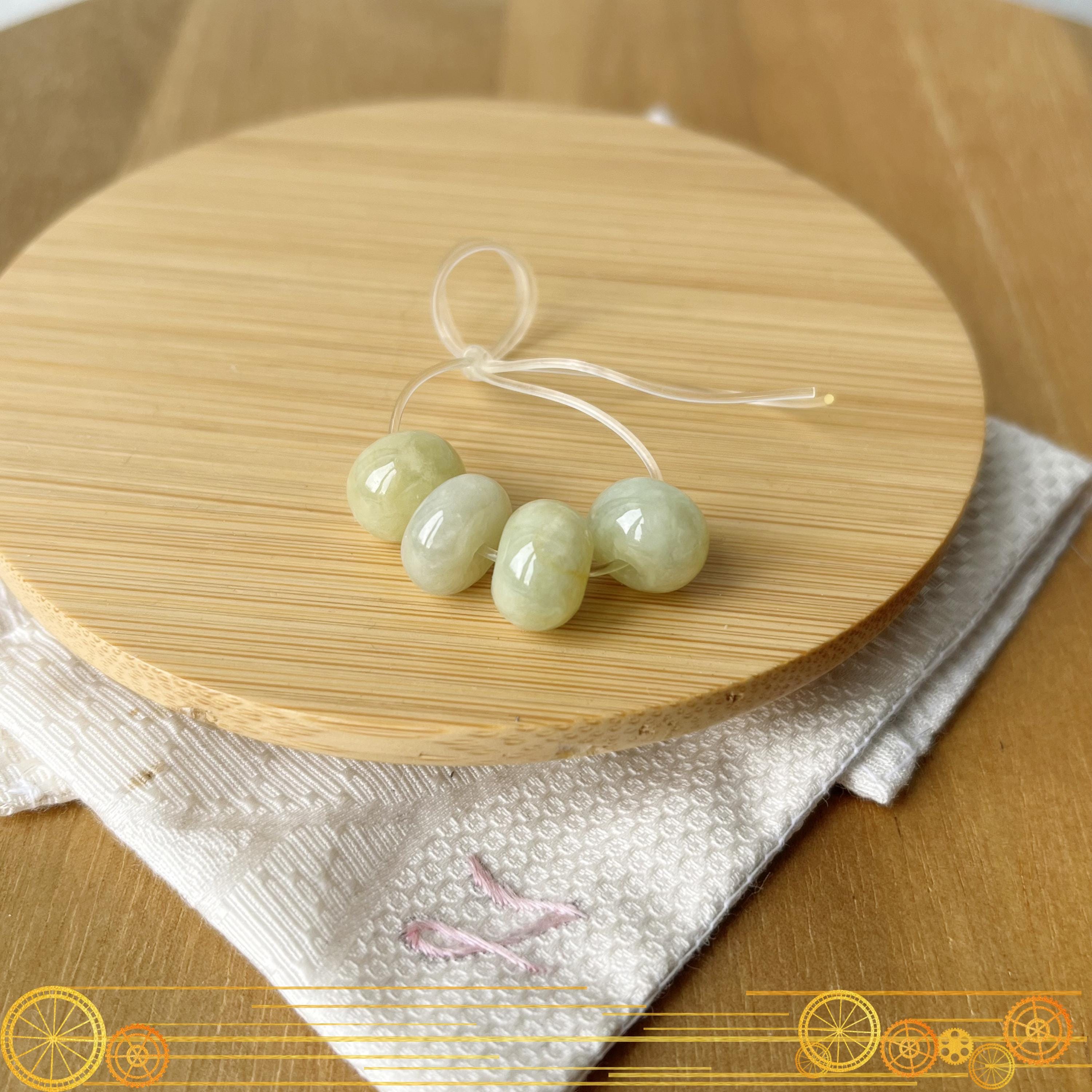 4 Grade A Burma Greenish Yellow Jade Beads Set, Burmese Icy Yellow Jadeite, Rondelle Jade Beads, Loose Bead, 緬甸細糯微冰黃綠翡翠組