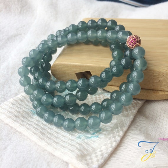 ★HAS★ HLD012 Blue jade bead Necklace 10mm real round light blue jade bead necklace 100inch | eBay