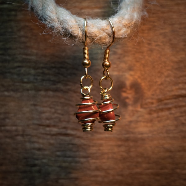 Red Jasper Earrings (Gold)