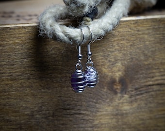 Purple Agate Earrings (Silver)