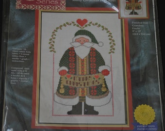 2000 Janlynn Collector&#39;s Series Counted Cross Stitch Kit # 41-101 Merry Christmas Santa - 9&quot;X 13&quot; Unopened - NICE!!