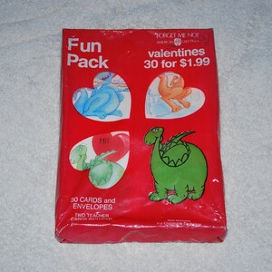 1988 American Greetings Forget Me Not Unopened 30 cartoline di San Valentino - Dinosauri! Carino!!