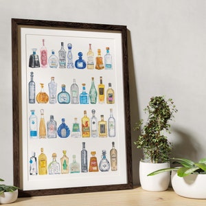 Tequila Flasche Aquarell Kunstdruck / A3 A4 / Aquarell Illustration / Mexikanische Kunst / Mexiko