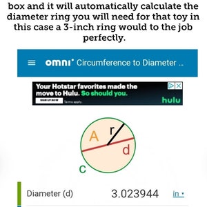 May include: A diagram illustrating the relationship between the diameter and circumference of a circle. The diameter is labeled 'd' and the circumference is labeled 'c'. The diameter is 3.023944 inches and the circumference is 9.5 inches.