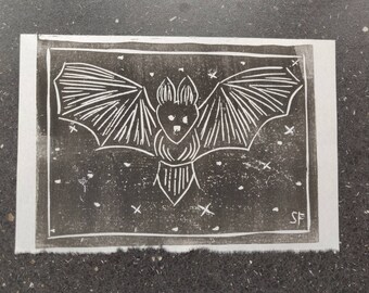 Linoldruck 'Fledermaus'