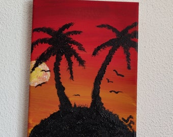 Gemälde Palmen vor Sonnenuntergang