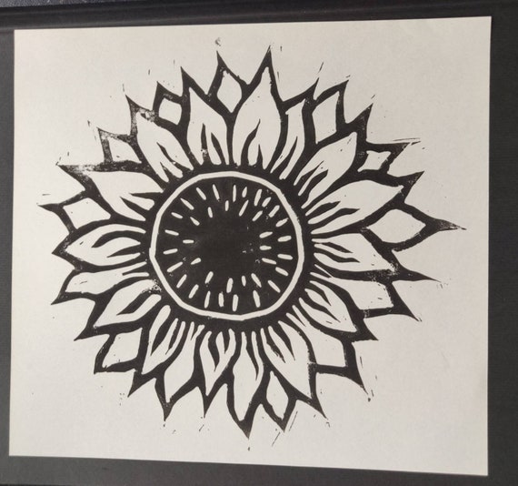 Linoldruck Sonnenblume Etsy