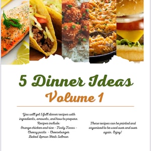 Recetas de cena - descarga digital - recetas imprimibles