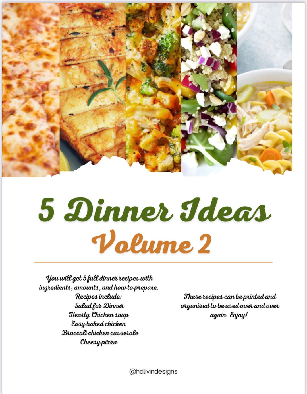 Dinner Recipe Ideas Volume 2 Digital Downloads - Etsy