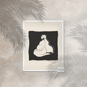 Pregnant Woman Illustration Print, Maternity Pregnancy Art Print, Minimal Wall Art Print, Home Decor, Modern Art, Fine Art Giclee Print