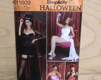 New Uncut Simplicity Halloween Pattern R11609 Cabaret Moulin Rouge Costume Size 16-24