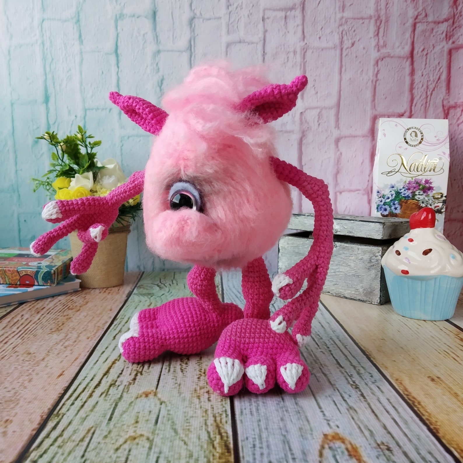 Cute Pink FLUFFY MONSTER TOY. Creepy stuffed halloween Etsy