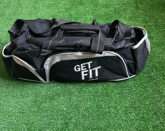 Leed's Men's Get Fit Live well, Be well Weekender Duffel Gym Black Bag Preloved