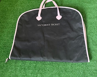 Victoria's Secret Travel Garment Bag Black Pink Heart Handles Foldable Suit Case