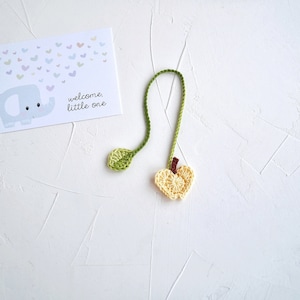 Apple and leaf umbilical cord, Organic tiny ties, Eco friendly cotton cord tie