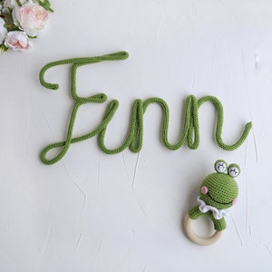 Personalized baby name sign for nursery wall decor, Custom knitted name, Tricotin name sign, Kids bedroom wire name decor