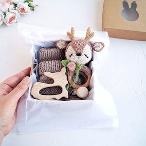 Deer baby girl gift box for pregnant sister, It's a girl baby welcome gift for expecting mom, Woodland baby shower gift set