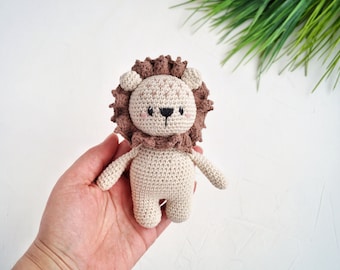Leeuw knuffeldier, eerste babyspeelgoed, klein safaridier speelgoed voor peuter, eerste verjaardagscadeau, biologisch babyspeelgoed