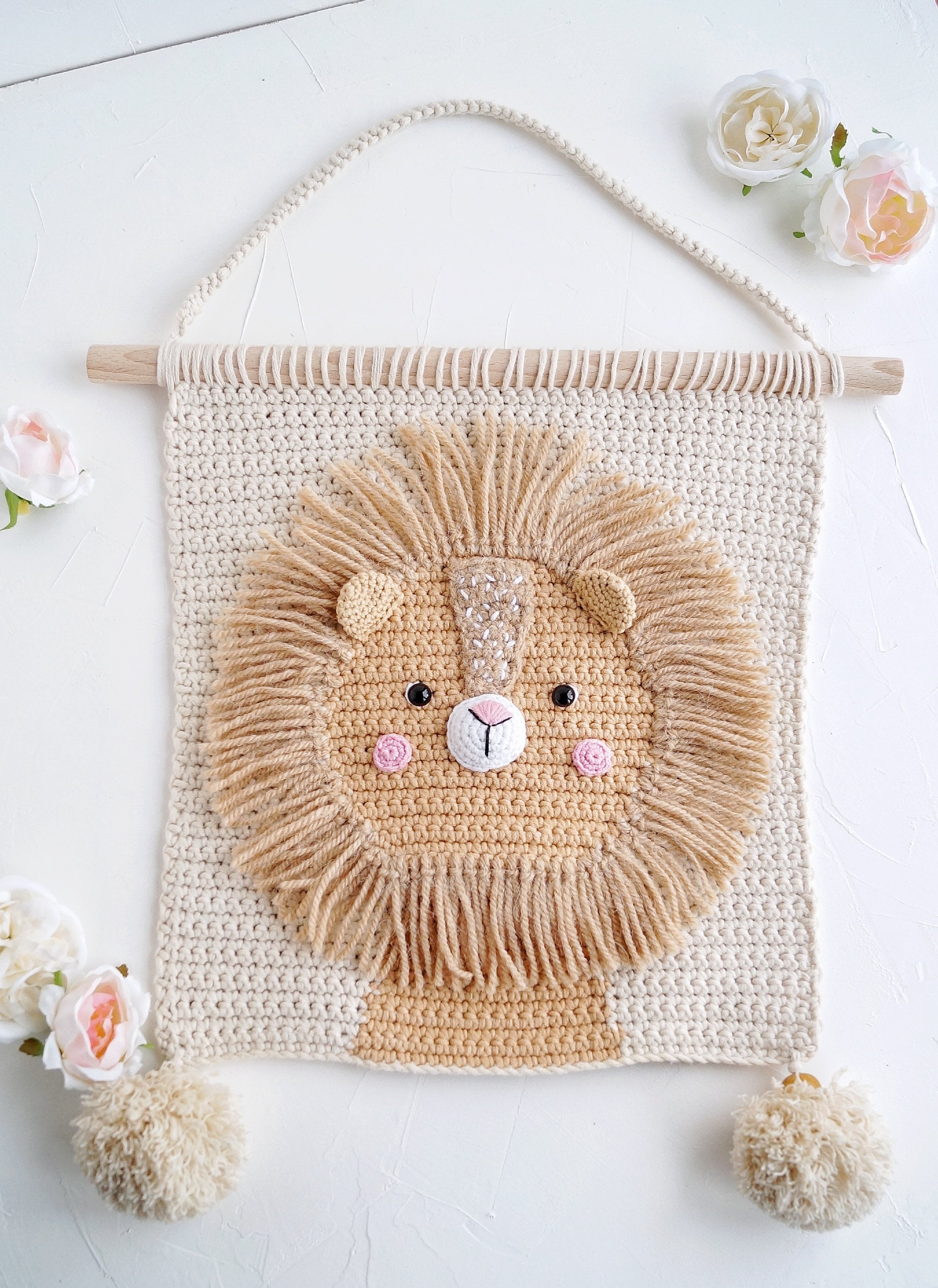 Jungle Nursery Decor Set of Wall Hangings, Lion Elephant Giraffe Kids ...