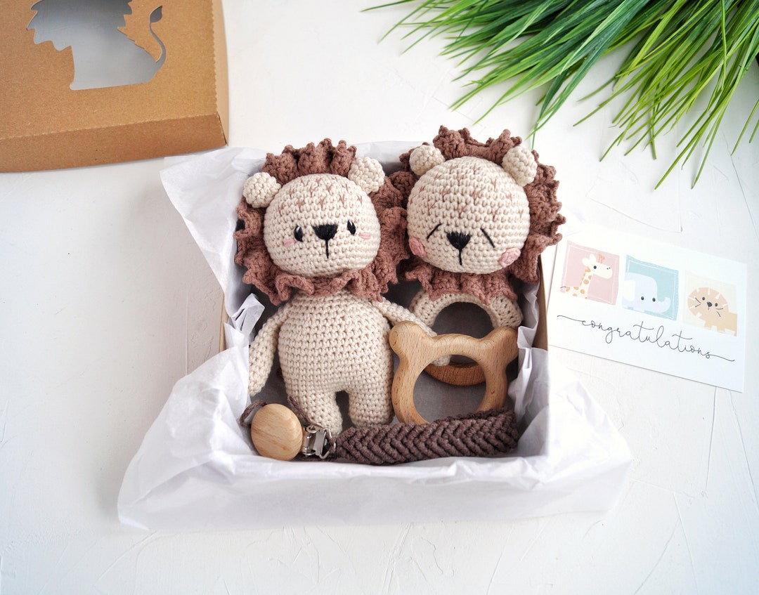Baby Lion Gift Set, Gender Neutral Gift for Newborn, Lion Baby Gift Box ...