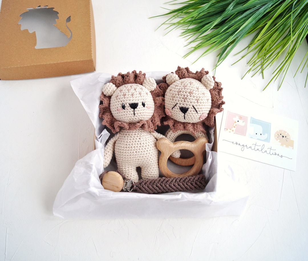 Baby Lion Gift Set, Gender Neutral Gift for Newborn, Lion Baby Gift Box ...