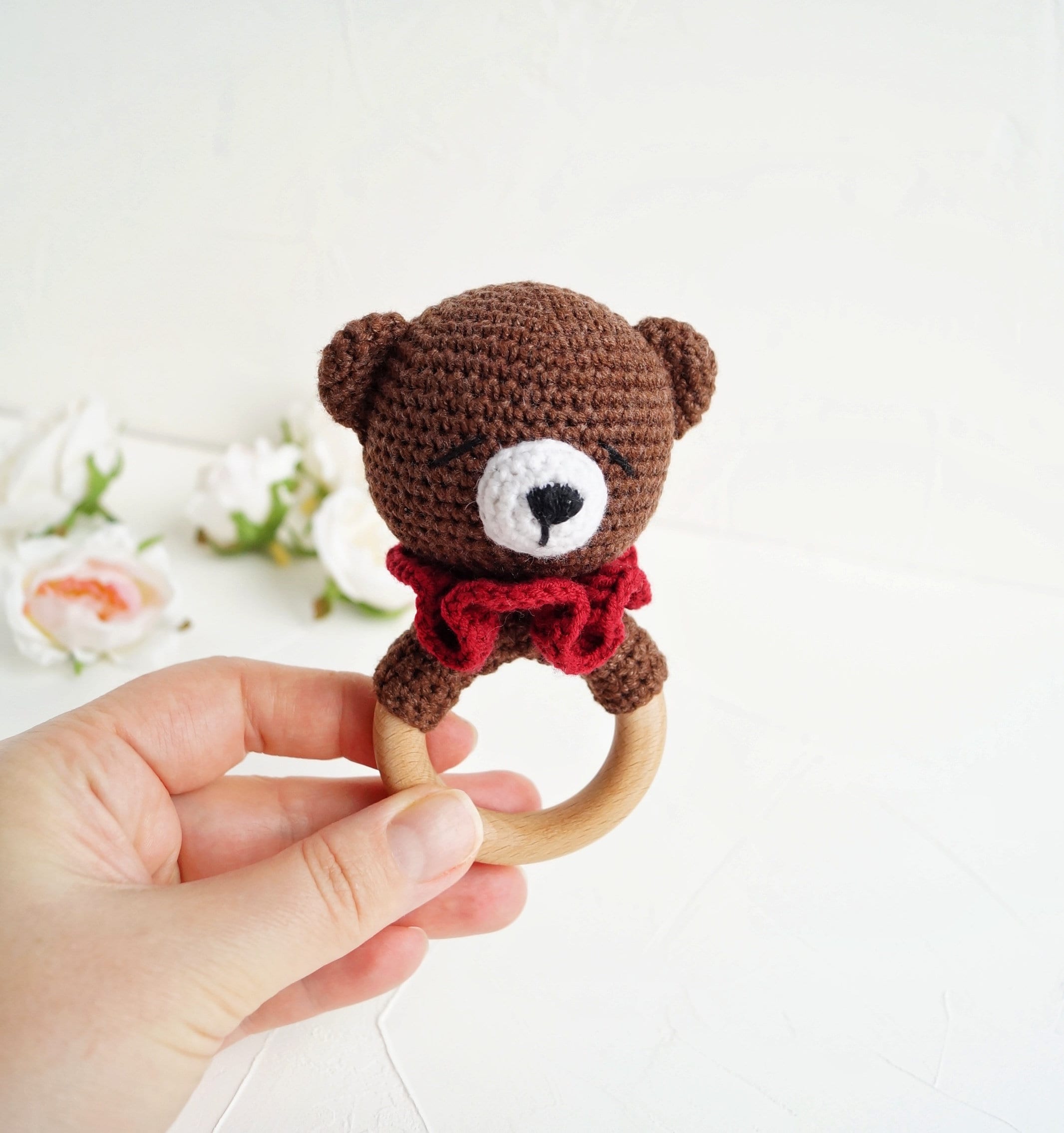 Teddy Bear Cotton Baby Toy, Woodland Baby Shower Gift, New Parents Gift ...