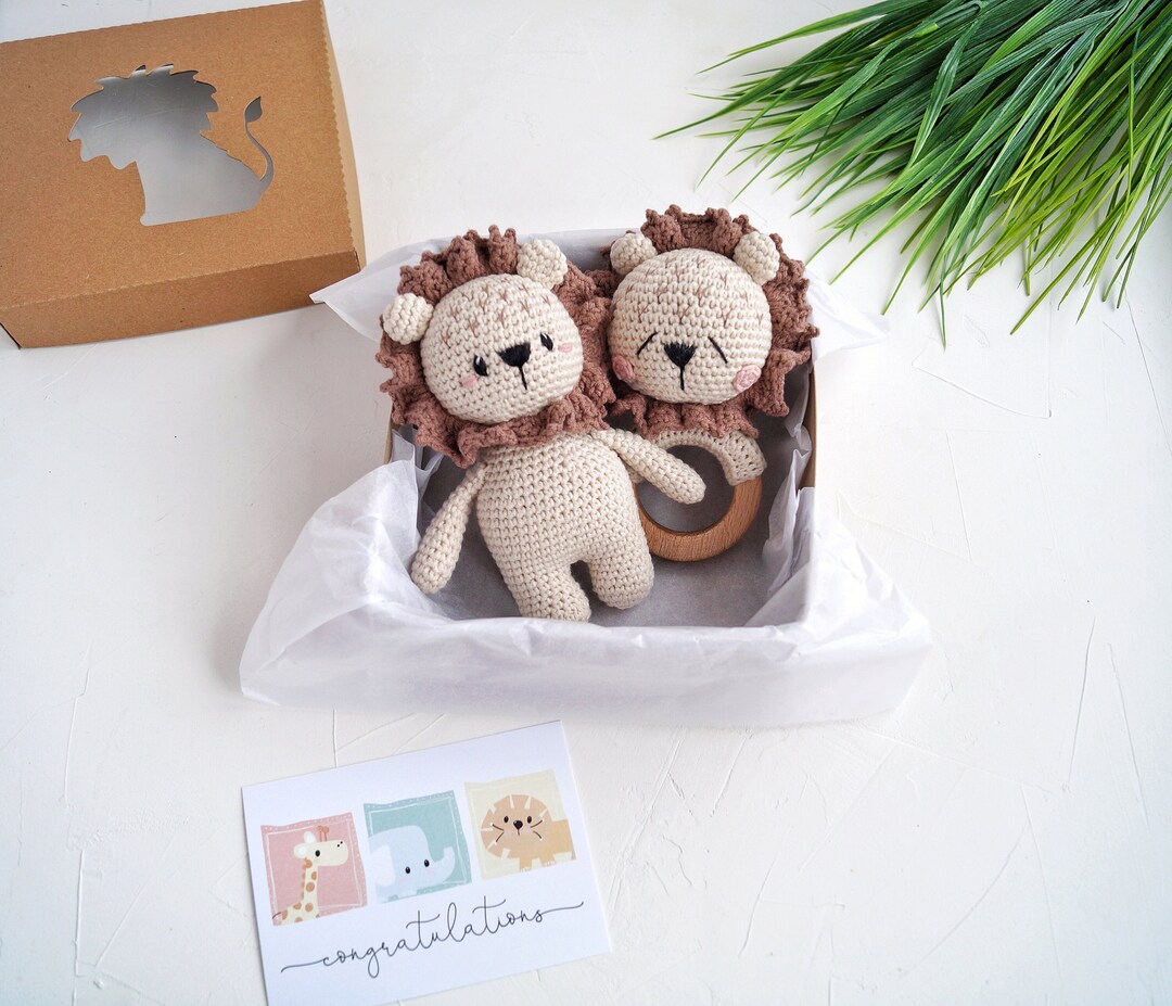 Baby Lion Gift Set, Gender Neutral Gift for Newborn, Lion Baby Gift Box ...