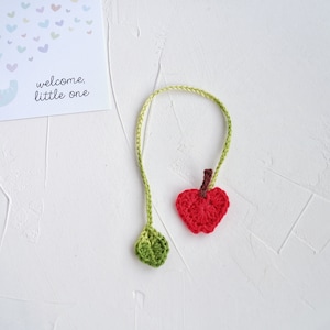 Umbilical cord tie, Red apple tiny tie, Double ended organic tiny ties, Unisex baby gift