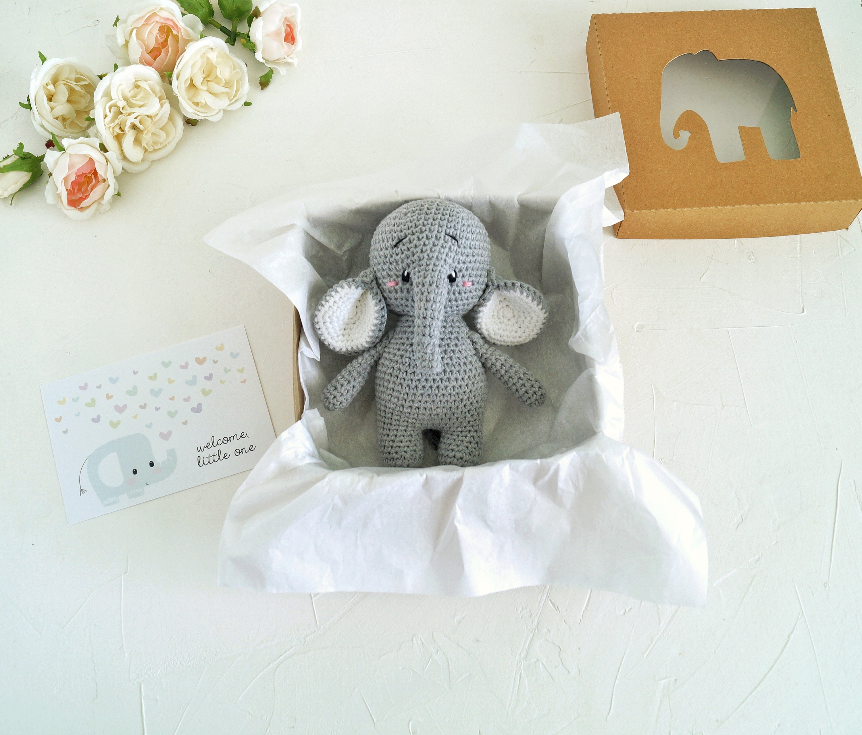 Elephant Baby Boy Welcome Gift Set, Safari Baby Shower Gift Box for Mom ...