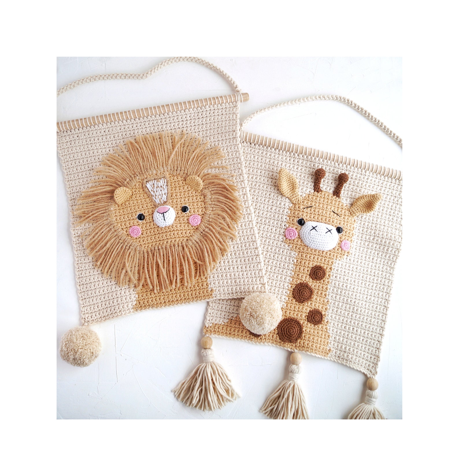 lion and giraffe wall hanging