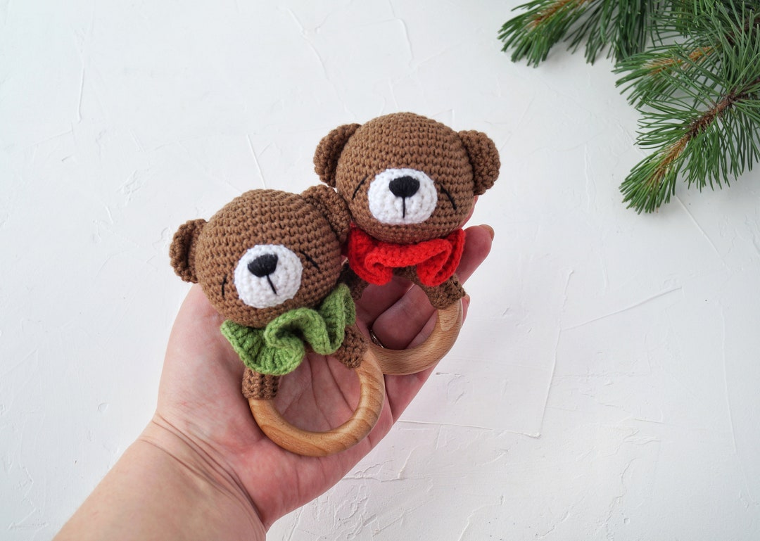 Teddy Bear Cotton Baby Toy, Woodland Baby Shower Gift, New Parents Gift ...