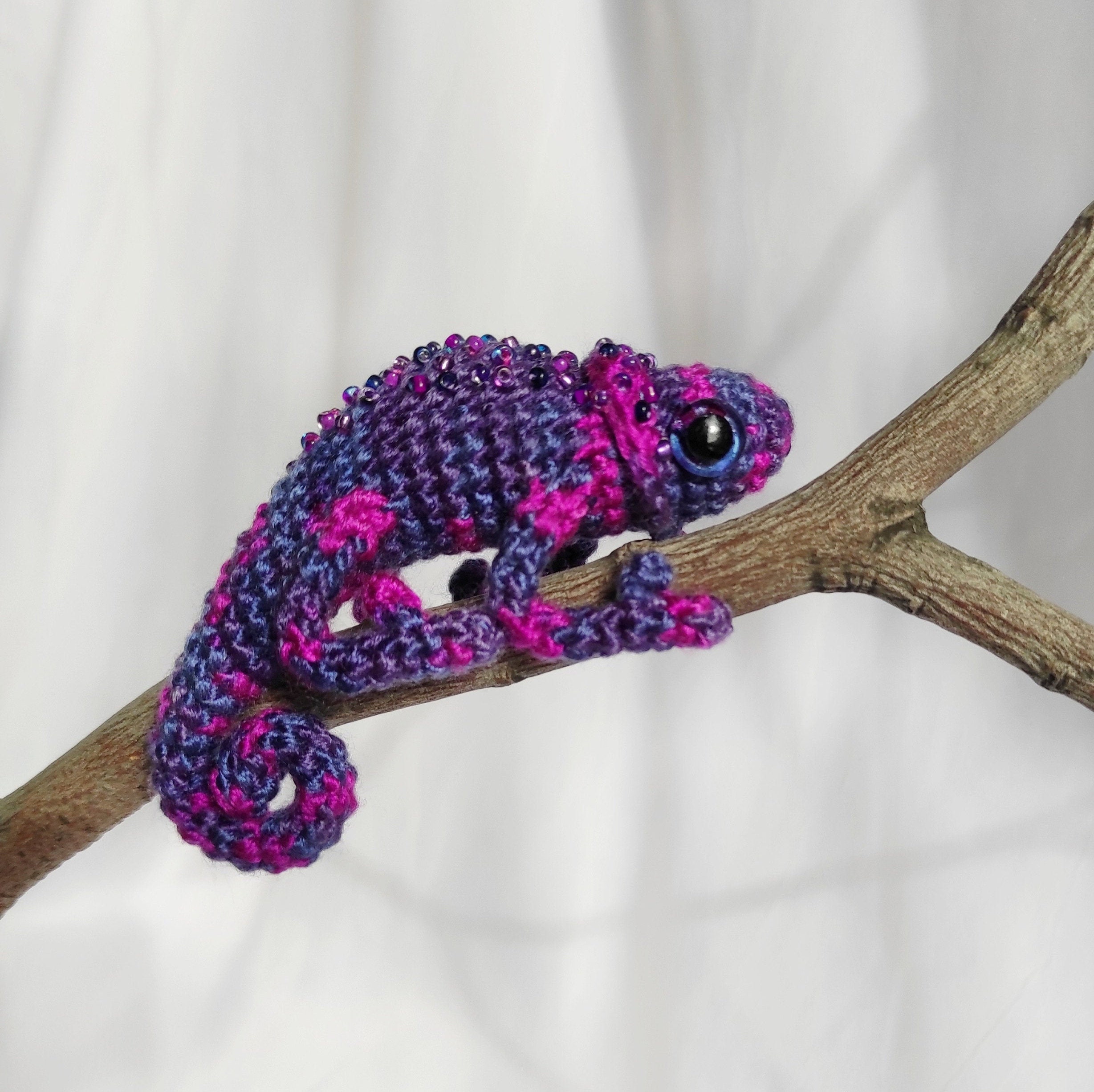 Reptile decor chameleon tiny crochet animal. Lizard toy gift Etsy