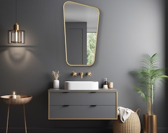 Unique Irregular Shape Mirror - Asymmetrical Design, Luxury Aesthetic for Modern Home Decor. Ideal for Bathroom, Living Room, or as a Gift.